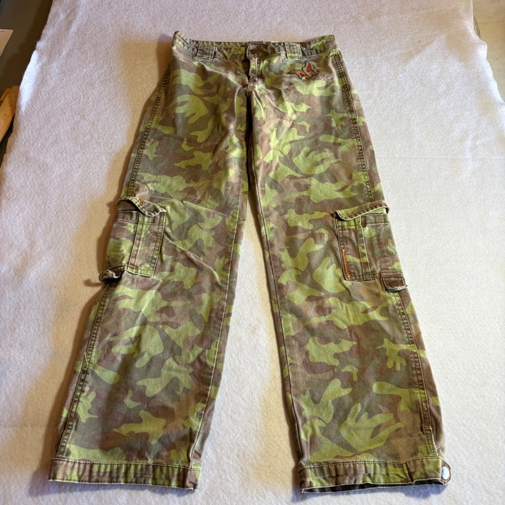 Vintage Disney The Proud Family Camo Cargo Pants Girls Youth 12‎ Butterfly Y2K